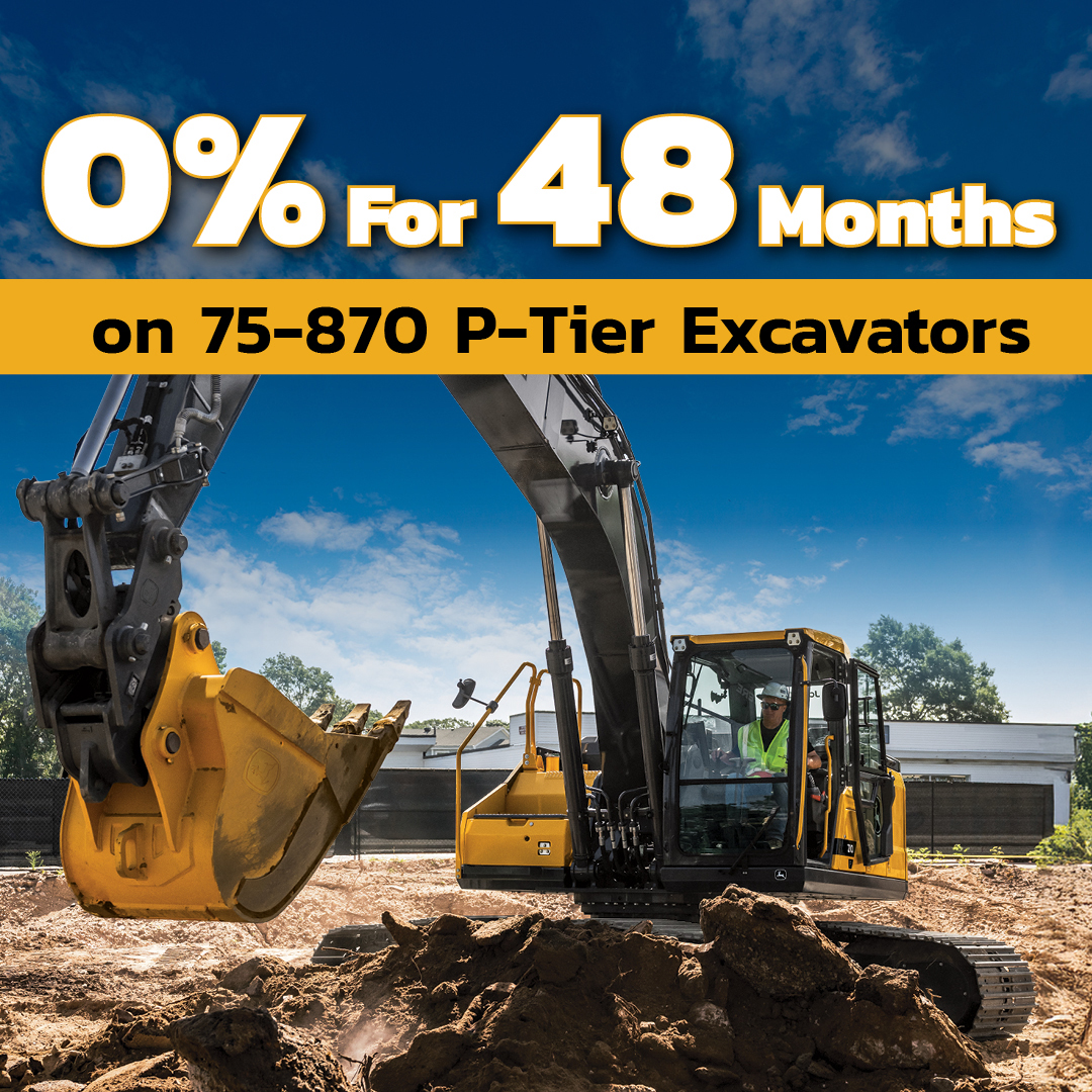 0% for up to 48 months on 75P-870P Excavators